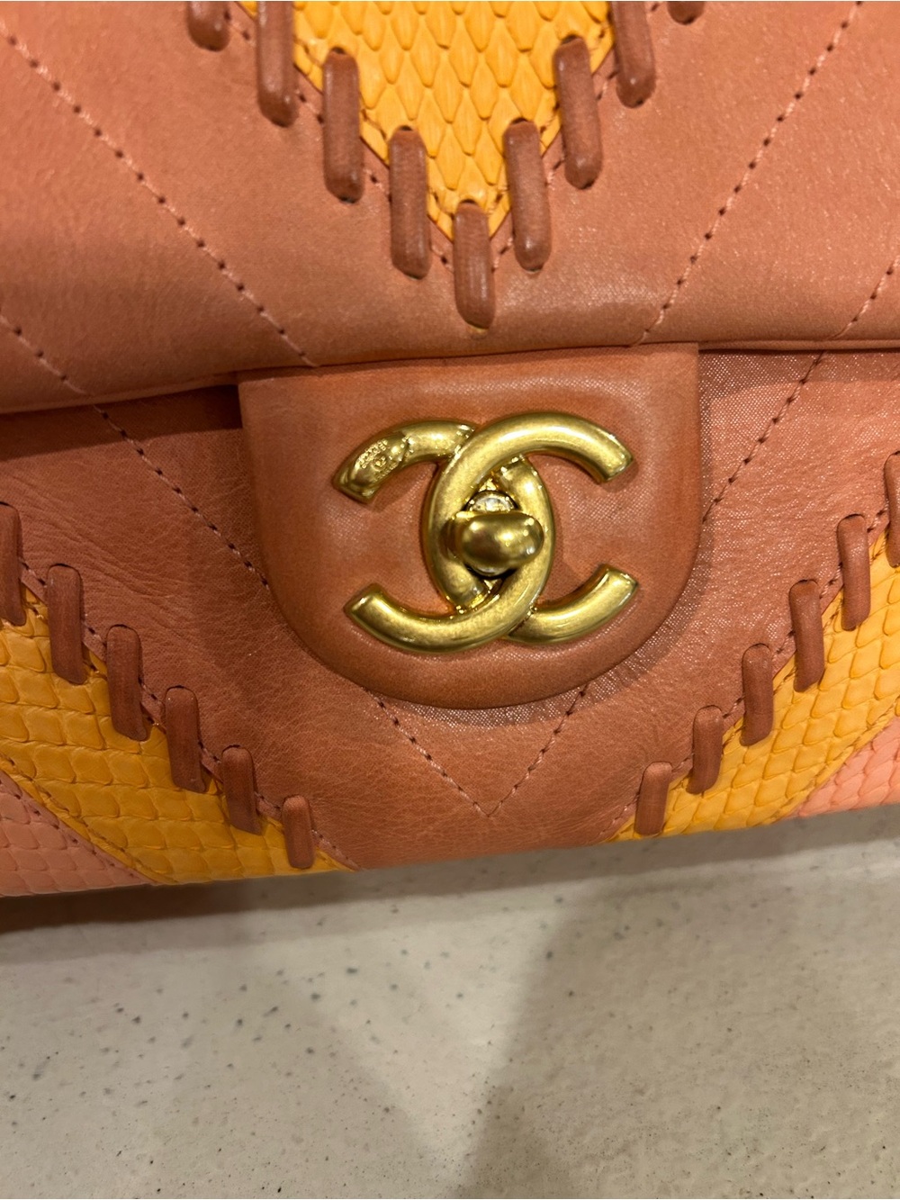Chanel Python Chevron Flap Bag - Picture 7 of 15